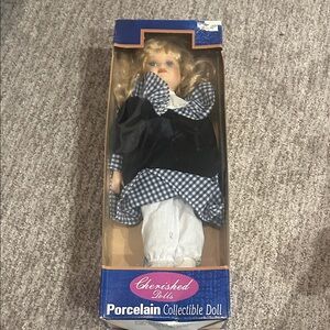 SEALED Porcelain Collectible Doll - Blue and White